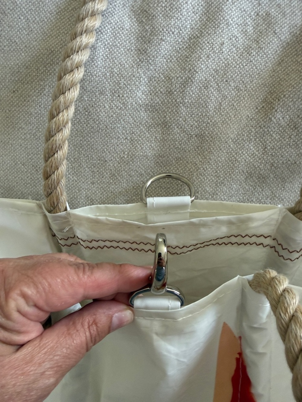 Cream Star Print Tote with Rope Handles - Picture 5 of 6